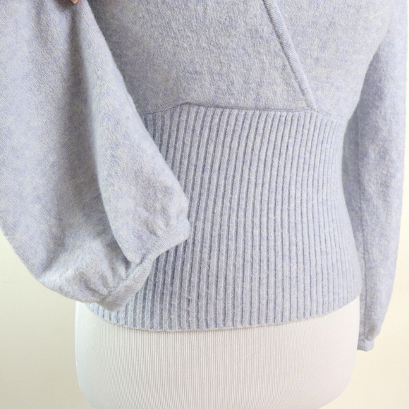 Madewell Size S Merino Wool Blend Sweater Cozy Yarn Surplice Blue - Picture 9 of 11